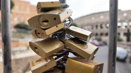 Love Locks On Ponte Milvio Bridge In Rome Italy