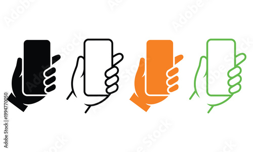 Illustrations depicting different smartphone grip styles and charging methods