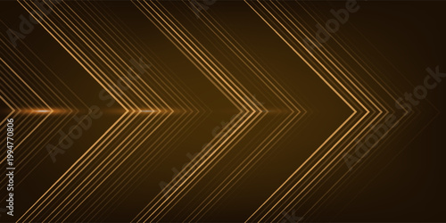 dynamic golden arc line technology design concept on black background
