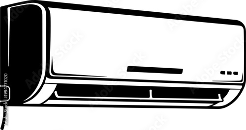 Air conditioner line art silhouette vector illustration