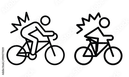 Two cyclists experiencing electric shocks while riding bicycles