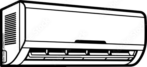 Air conditioner line art silhouette vector illustration
