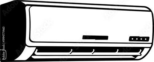 Air conditioner line art silhouette vector illustration