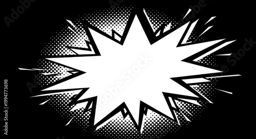 A shiny 3d silver star illustration and black and white star shapes create a bright holiday pattern for a Christmas celebration design element