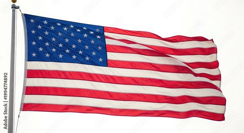 Fototapeta premium Celebrating flag day usa waving american flag on a bright clear day