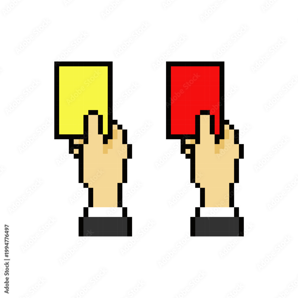 Fototapeta premium YELLOW RED CARD GIVEN PIXEL ART