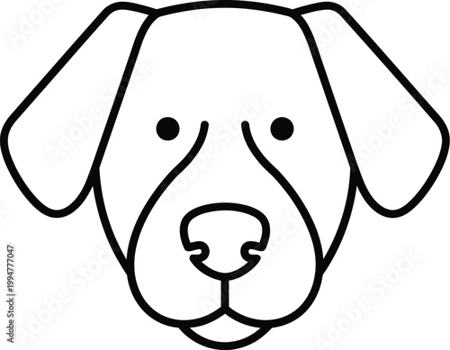 Simple line drawing of a dog's face with floppy ears