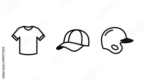 Vector illustration of clothing and headwear items on white background