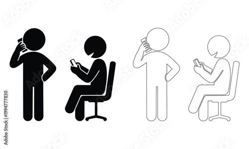 Contrast of communication methods between standing and sitting individuals