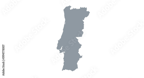 A simplified gray silhouette depicts the geographical shape of portugal highlighting its atlantic coastline high quality professional detailed