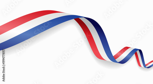 Dutch flag waving ribbon, symbolizing national pride, ideal for patriotic badges, certificates, or cultural design themes and national holidays. Vector illustration.