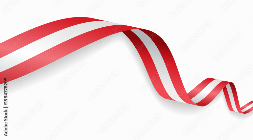 Obraz premium Austrian flag waving ribbon, symbolizing national pride, ideal for patriotic badges, certificates, or cultural design themes and national holidays. Vector illustration.