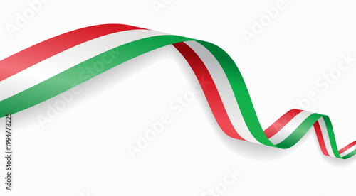 Hungarian flag waving ribbon, symbolizing national pride, ideal for patriotic badges, certificates, or cultural design themes and national holidays. Vector illustration.