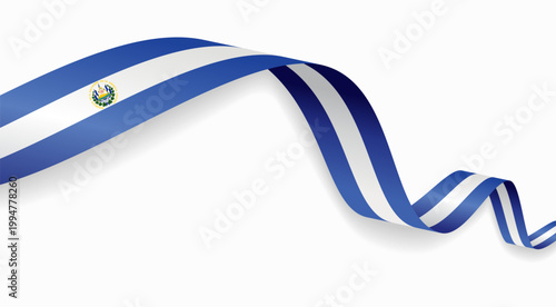 El Salvadoran flag waving ribbon, symbolizing national pride, ideal for patriotic badges, certificates, or cultural design themes and national holidays. Vector illustration.