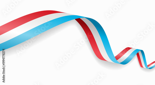 Luxembourg flag waving ribbon, symbolizing national pride, ideal for patriotic badges, certificates, or cultural design themes and national holidays. Vector illustration.