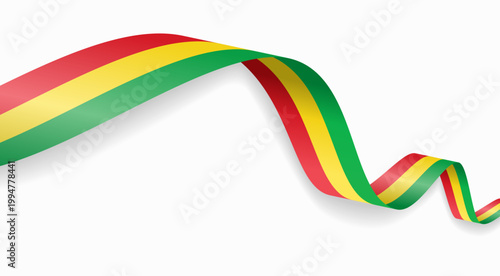 Bolivian flag waving ribbon, symbolizing national pride, ideal for patriotic badges, certificates, or cultural design themes and national holidays. Vector illustration.