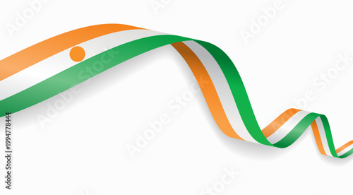 Niger flag waving ribbon, symbolizing national pride, ideal for patriotic badges, certificates, or cultural design themes and national holidays. Vector illustration.