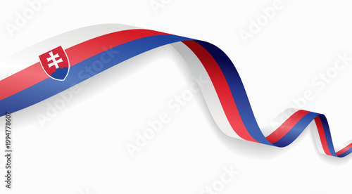 Slovakian flag waving ribbon, symbolizing national pride, ideal for patriotic badges, certificates, or cultural design themes and national holidays. Vector illustration.