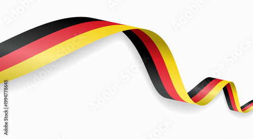 German flag waving ribbon, symbolizing national pride, ideal for patriotic badges, certificates, or cultural design themes and national holidays. Vector illustration.