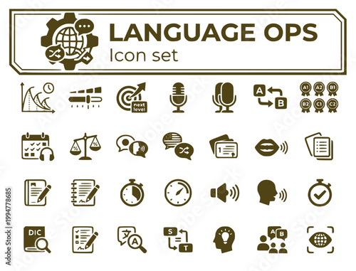 Language Learning & Polyglot Ops Icon Set: Education & Linguistics Vector