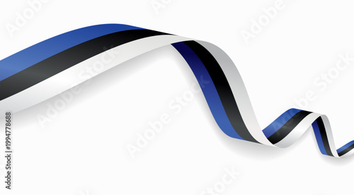 Estonian flag waving ribbon, symbolizing national pride, ideal for patriotic badges, certificates, or cultural design themes and national holidays. Vector illustration.