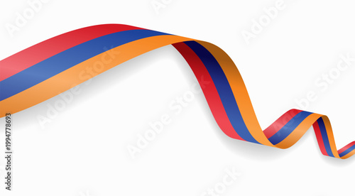 Armenian flag waving ribbon, symbolizing national pride, ideal for patriotic badges, certificates, or cultural design themes and national holidays. Vector illustration.