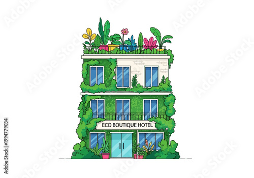 Eco Boutique Hotel Building Exterior Design.