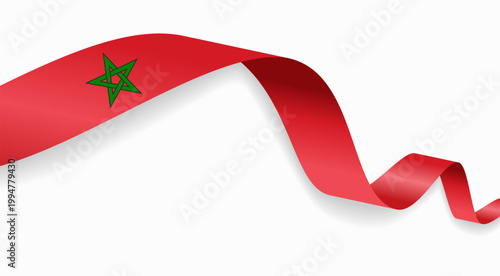 Bild auf Leinwand Moroccan flag waving ribbon design for national holidays