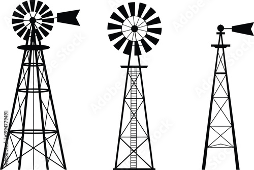 silhouette of windmill