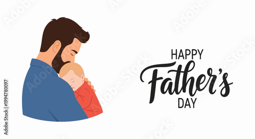 Happy father s day illustration with fathers and babies in various poses