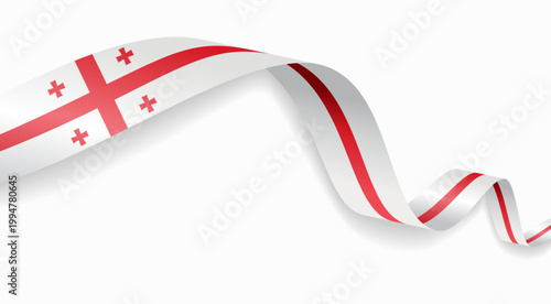 Georgian flag waving ribbon design for national holidays. Vector illustration.