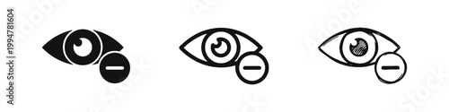Vision Removal Eye Icon with Minus Sign for Privacy and Zoom Out
