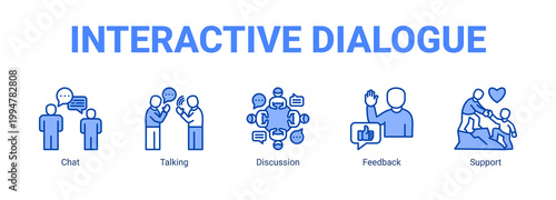 Interactive Dialogue web banner icon concept, with Chat, Talking, Discussion.
