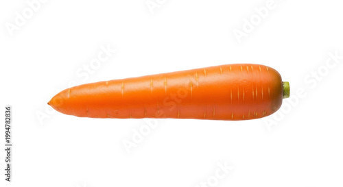 Single Fresh Orange Carrot Isolated on White Background, Organic Healthy Vegetable Concept