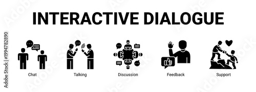 Interactive Dialogue web banner icon concept, with Chat, Talking, Discussion.