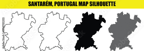 Santarem portugal map silhouette vector illustration, outline, solid, dotted, and fill.