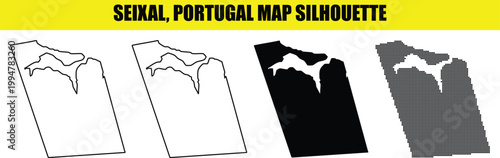 Seixal portugal map silhouette outline and fill vector graphic design elements for illustration.