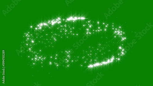 Celebration glitter star sparkles animation with falling fairy dust particles, glowing star light effects, enhanced by smooth shimmering trails to create a magical overlay on green screen loop in 4k