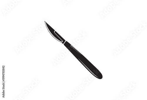 Scalpel, surgical knife, medical tool, black handle