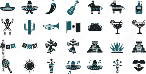 Mexican culture icons a collection of traditional symbols and artifacts