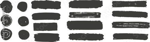 Vector illustration of a black and white grunge pattern set featuring hair pins on a blank paper banner template for business web design.