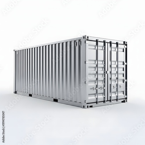 Silver shipping container isolated