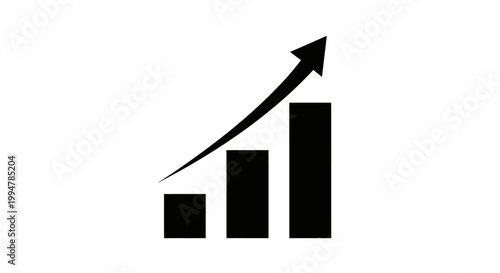 3D business bar chart illustration showing financial market growth and data progress with a green arrow moving up for success and investment profit