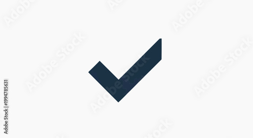 Minimalist check mark icon vector, dark blue validation tick symbol, geometric success sign for web interface and mobile app design