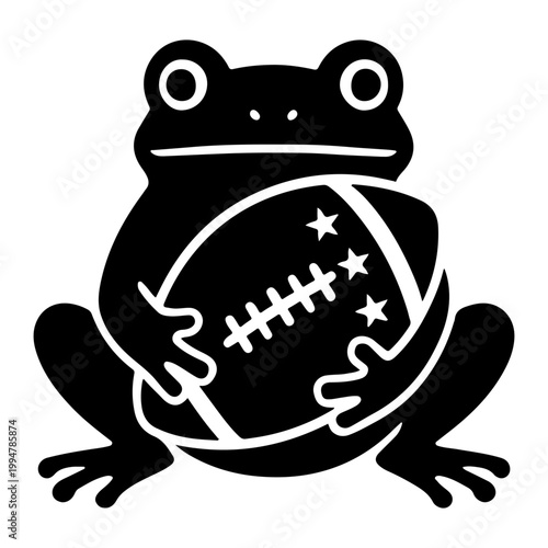 Frog Holding American Football Clipart Vector Design