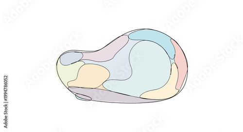 Abstract pastel colored organic shape with smooth contours and soft edges.