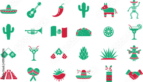 Colorful mexican icons a vibrant collection of cultural symbols