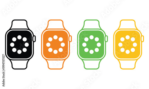 Variations of apple watch faces with different band colors