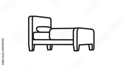 Simple line drawing of a daybed with a rectangular frame