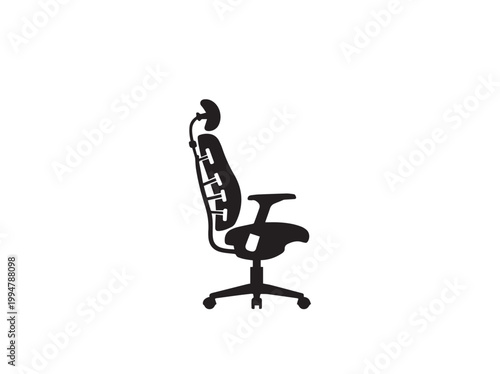 Office chair, ergonomic chair, black chair, vector icon, office furniture
